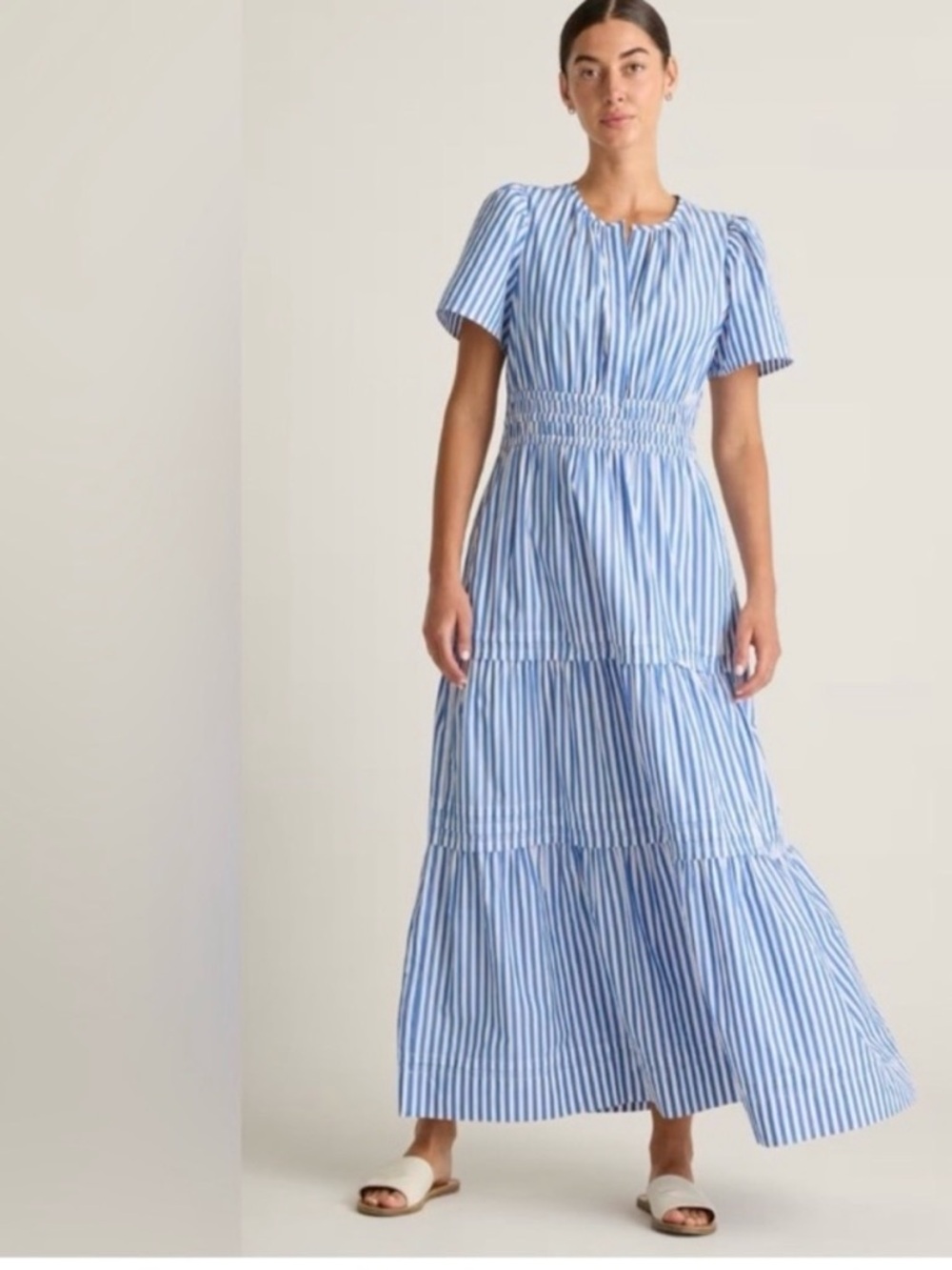 Quince Organic Cotton Tiered Maxi Dress